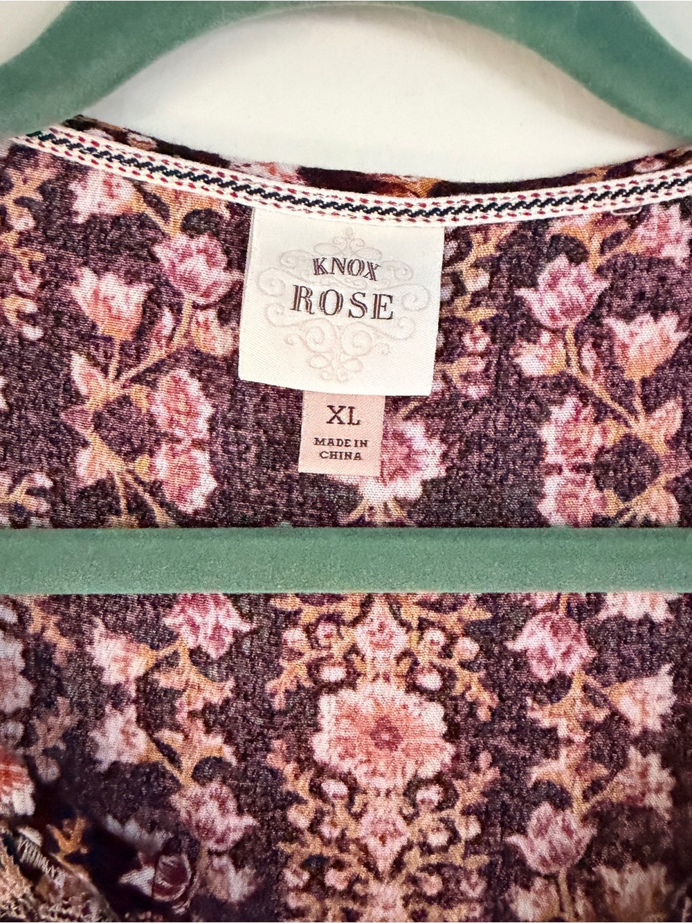 Knox Rose XL Floral Boho Blouse Short Sleeve EUC - Picture 3 of 6